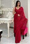 Sequinned Georgette Saree in Maroon