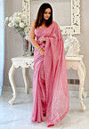 Sequinned Georgette Saree in Pink