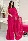Sequinned Georgette Saree in Pink