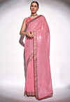 Sequinned Georgette Saree in Pink