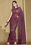 Sequinned Lycra(Elastane) Saree in Maroon