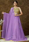 Sequinned Organza Lehenga in Lavender