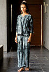 Shibori Printed Pure Cotton Co Ord Set in Black and Grey