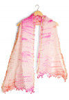 Shibori Pure Kota Silk Dupatta in Pink and Off White