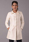 Solid Color Dupion Silk Jacket in Off White