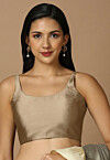 Solid Color Art Silk Blouse in Beige