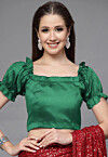 Solid Color Art Silk Blouse in Green