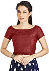 Solid Color Art Silk Blouse in Maroon
