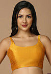 Solid Color Art Silk Blouse in Mustard