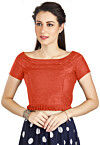Solid Color Art Silk Blouse in Orange