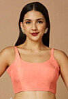 Solid Color Art Silk Blouse in Peach