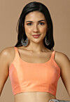 Solid Color Art Silk Blouse in Peach