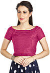 Solid Color Art Silk Blouse in Pink