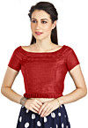 Solid Color Art Silk Blouse in Red
