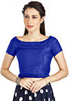 Solid Color Art Silk Blouse in Royal Blue