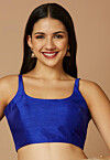 Solid Color Art Silk Blouse in Royal Blue