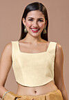 Solid Color Art Silk Corset Blouse in Cream