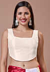 Solid Color Art Silk Corset Blouse in Off White