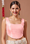 Solid Color Art Silk Corset Blouse in Pink