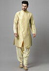 Solid Color  Art Silk Front Slit Kurta Set in Cream
