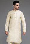 Solid Color Art Silk Kurta in Cream