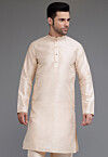 Solid Color Art Silk Kurta in Light Beige