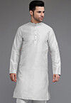 Solid Color Art Silk Kurta in Light Grey