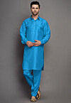 Solid Color Art Silk Paithani Suit in Blue