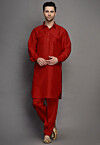 Solid Color Art Silk Paithani Suit in Maroon