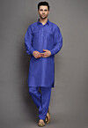 Solid Color Art Silk Paithani Suit in Royal Blue