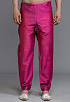 Solid Color Art Silk Pajama in Magenta