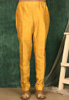 Solid Color Art Silk Pajama in Mustard
