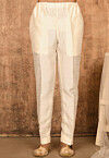 Solid Color Art Silk Pajama in Off White