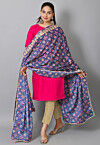 Solid Color Art Silk Pakistani Suit in Fuchsia