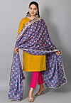 Solid Color Art Silk Pakistani Suit in Mustard