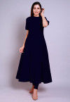 Solid Color Chanderi Cotton Anarkali Kurta Set in Navy Blue