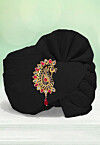 Solid Color Chanderi Cotton Kids Turban in Black