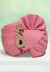 Solid Color Chanderi Cotton Kids Turban in Light Peach