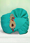 Solid Color Chanderi Cotton Kids Turban in Teal Green