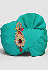 Solid Color Chanderi Cotton Turban in Teal Green