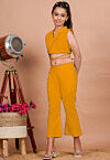 Solid Color Cotton Adjustable Dori Crop Top Set in Mustard
