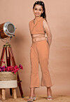 Solid Color Cotton Adjustable Dori Crop Top Set in Peach