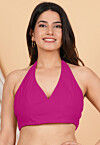 Solid Color Cotton Blouse in Fuchsia