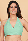 Solid Color Cotton Blouse in Pastel Green
