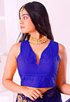Solid Color Cotton Blouse in Royal Blue