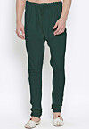 Solid Color Cotton Churidar in Dark Green