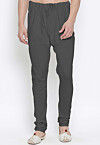 Solid Color Cotton Churidar in Grey