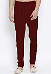 Solid Color Cotton Churidar in Maroon
