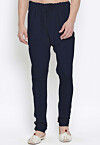 Solid Color Cotton Churidar in Navy Blue