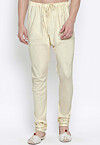Solid Color Cotton Churidar in Off White